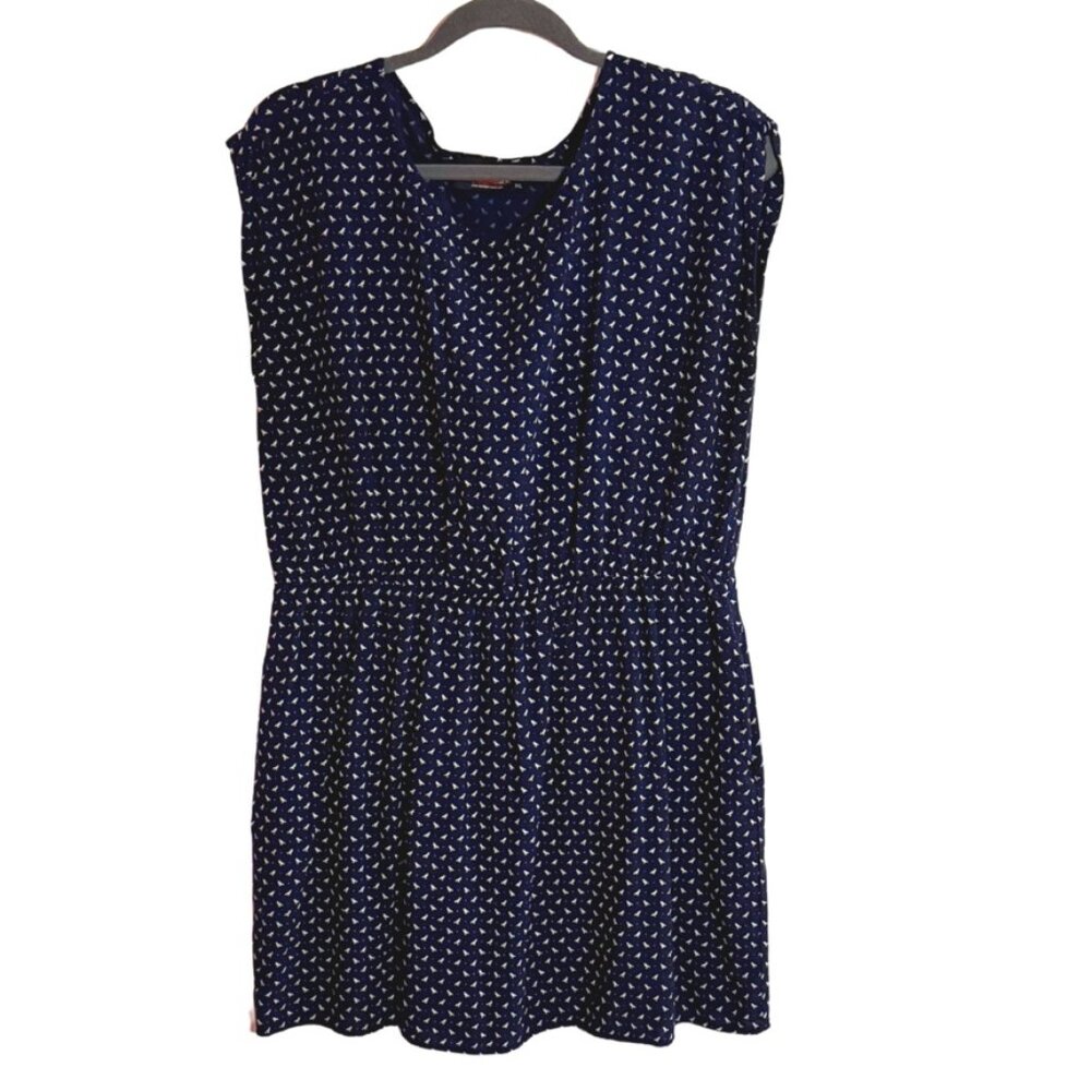 Red Hanger Mini Dress Navy + White Bird Print w Pockets Size XXL